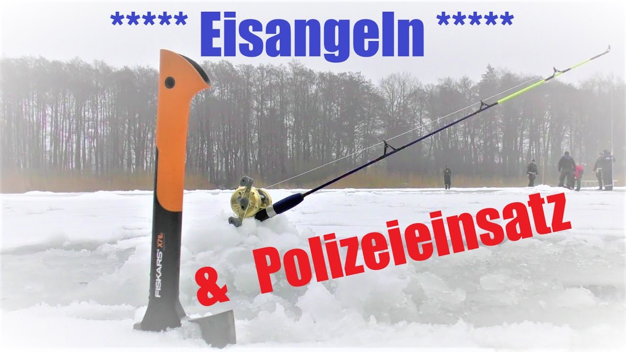 Polizei auf dem Eis 🥴- Eisangeln auf Hecht mit totem Köderfisch & Taucher unterm Eis - Anglerschwatz