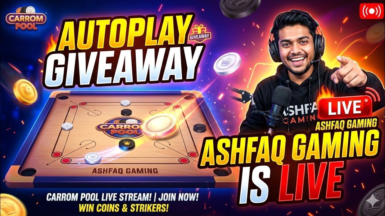 Ashfaq gaming  is live 🛑 carrom disc pool auto gameplay 🎮