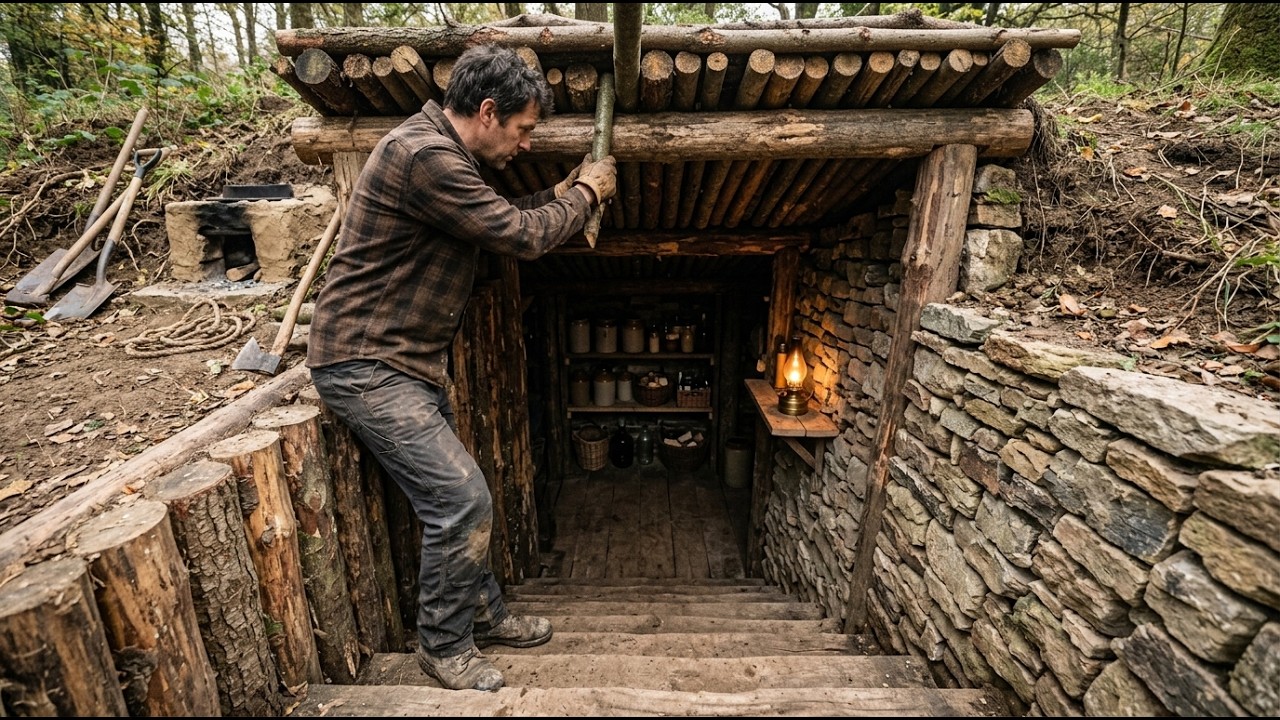 30 Days Building a Secret and Safe Underground Shelter | Bushcraft, Survival