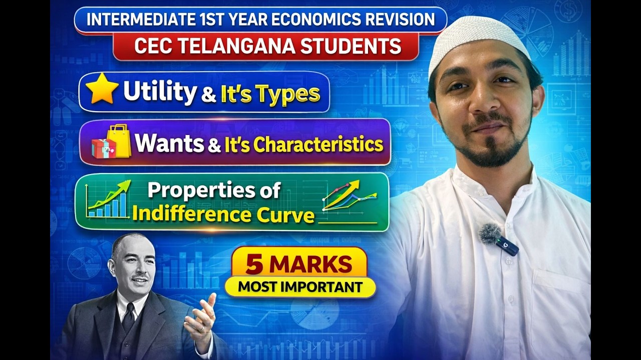 Utility Wants & Indifference Curve | 5 Marks Most Important | Inter 1st Year Economics | CEC