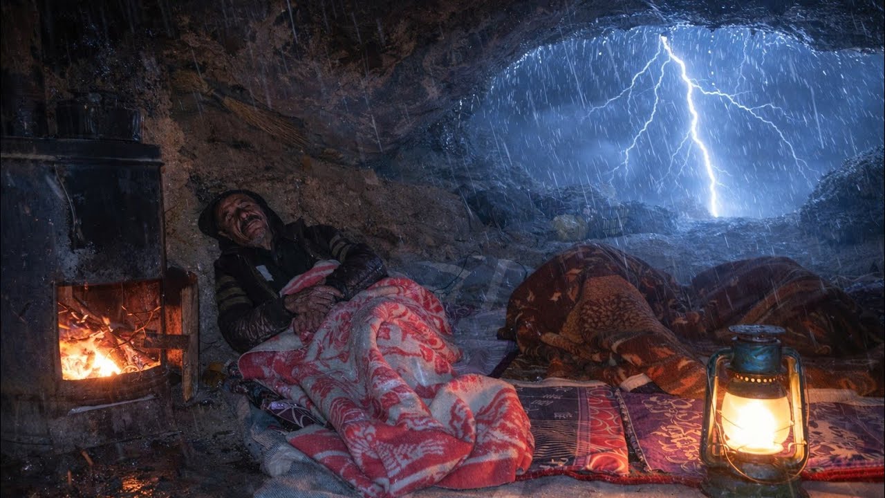 Сильные дожди и буря ⛈️ в горах Загрос. Кочевники, живущие в пещерах, борются за выживание вну