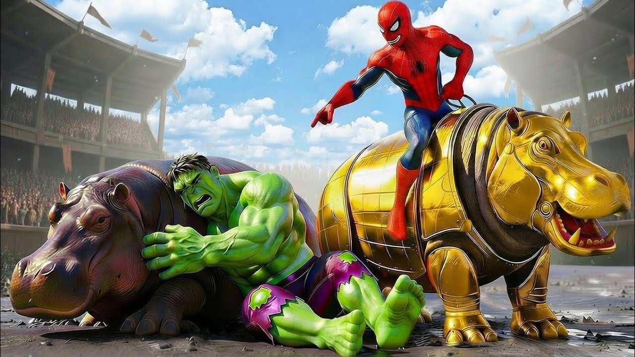 SPIDER-MAN vs GIANT HIPPO 🦛 | Legendary Hippo Racing Championship! 🏁 