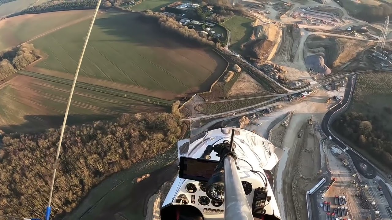 Flexwing Microlight flight over A417 “missing link” construction March 2025