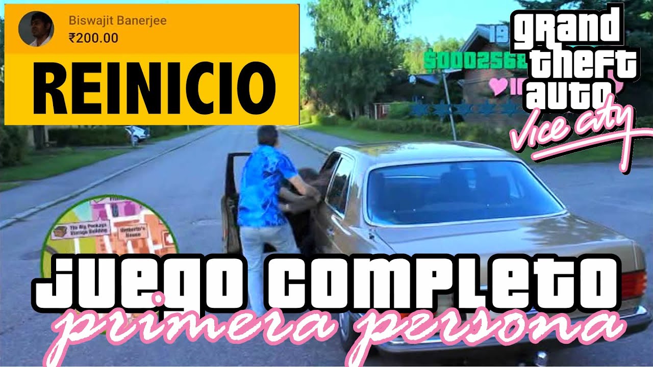 VICE CITY EN PRIMERA PERSONA JUEGO COMPLETO | SUPERCHAT 🟡 = REINICIO MISION |  META = REINICIO TODO