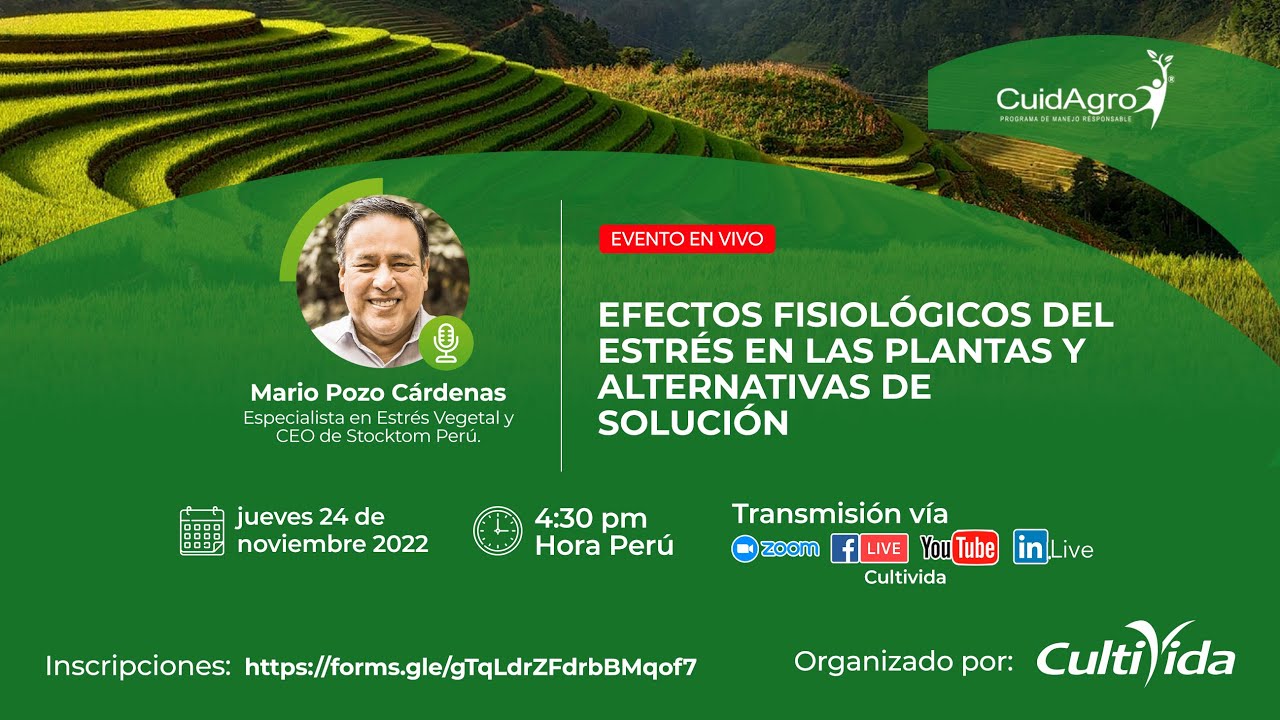 📌 WEBINAR GRATUITO: “EFECTOS FISIOLÓGICOS DEL ESTRÉS EN LAS PLANTAS Y ALTERNATIVAS DE SOLUCIÓN”