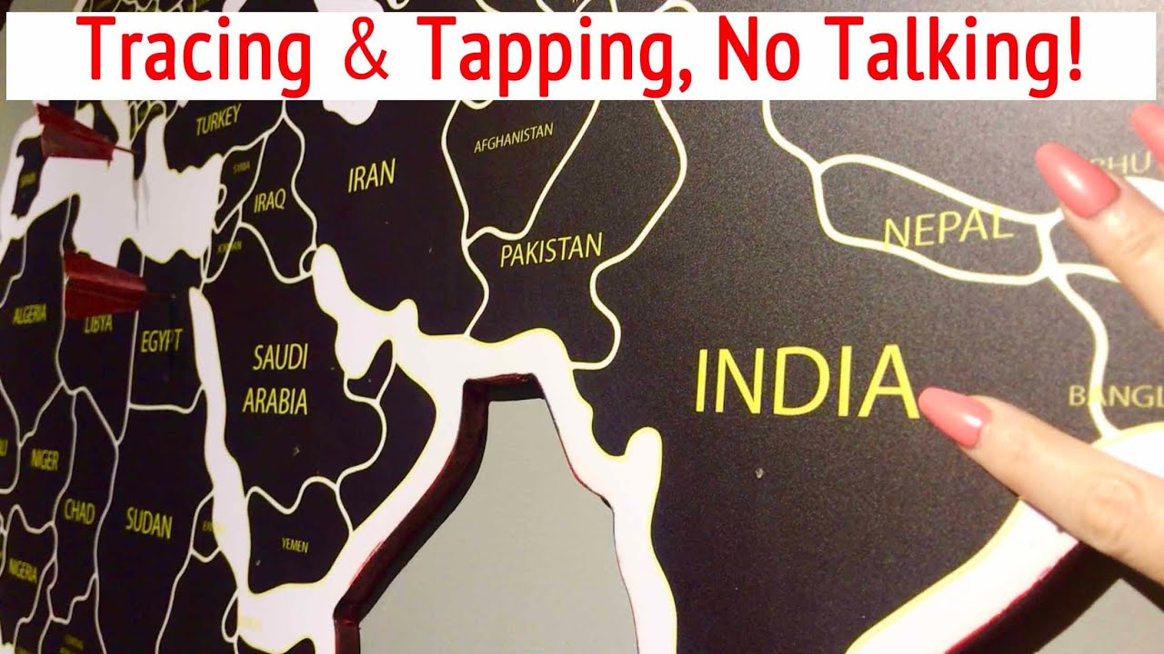 ASMR * Tracing Only! * Tracing Country Names on Map & Fun Travel Signs * No Talking * ASMRVilla