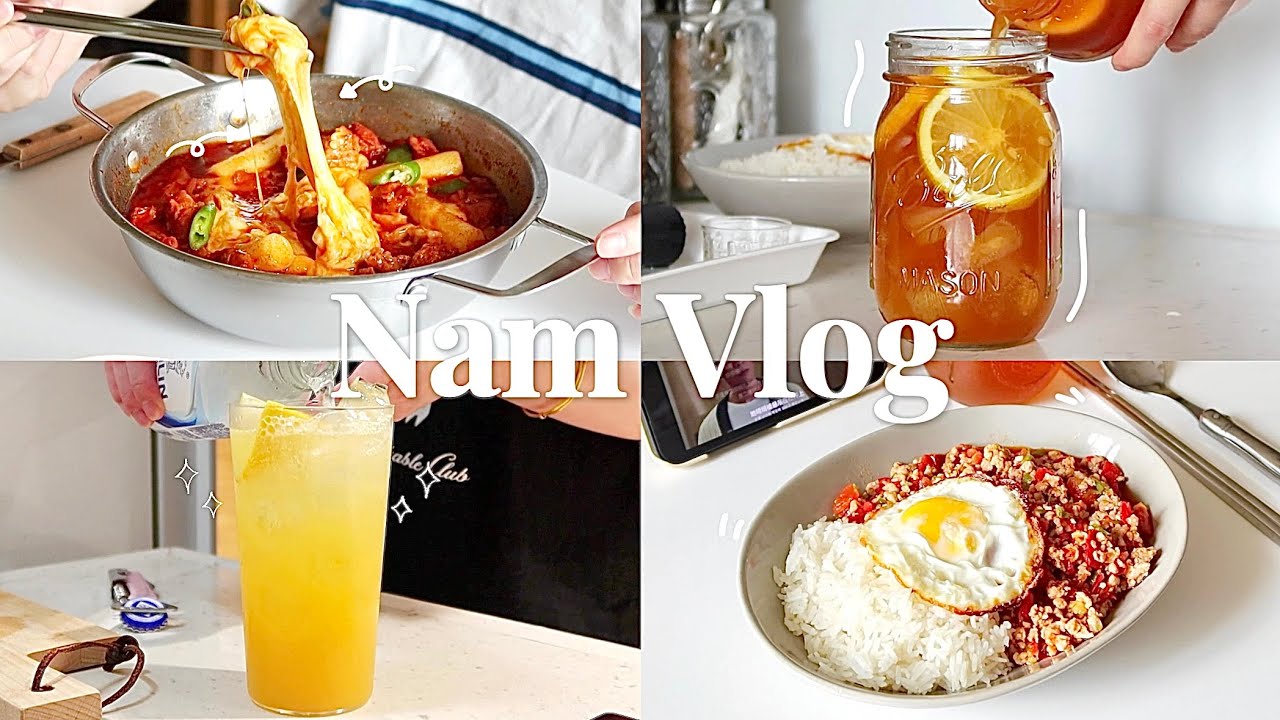 Nam Vlog丨獨居煮飯日常&bull;起司年糕雞&bull;紅三剁拌飯&bull;鮮蝦蒸米粉&bull;凍檸茶&bull;微醺「加州之戀」&bull;平淡又滿足的一週日常