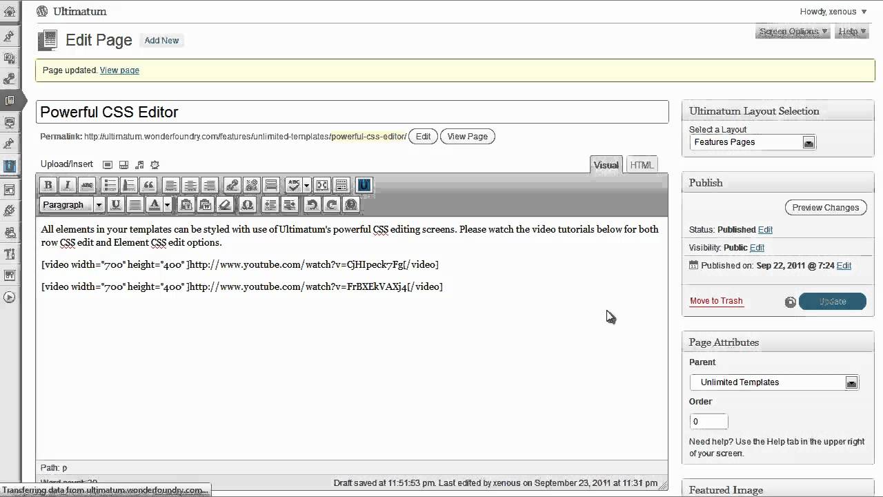 Ultimatum Shortcode generator Videos