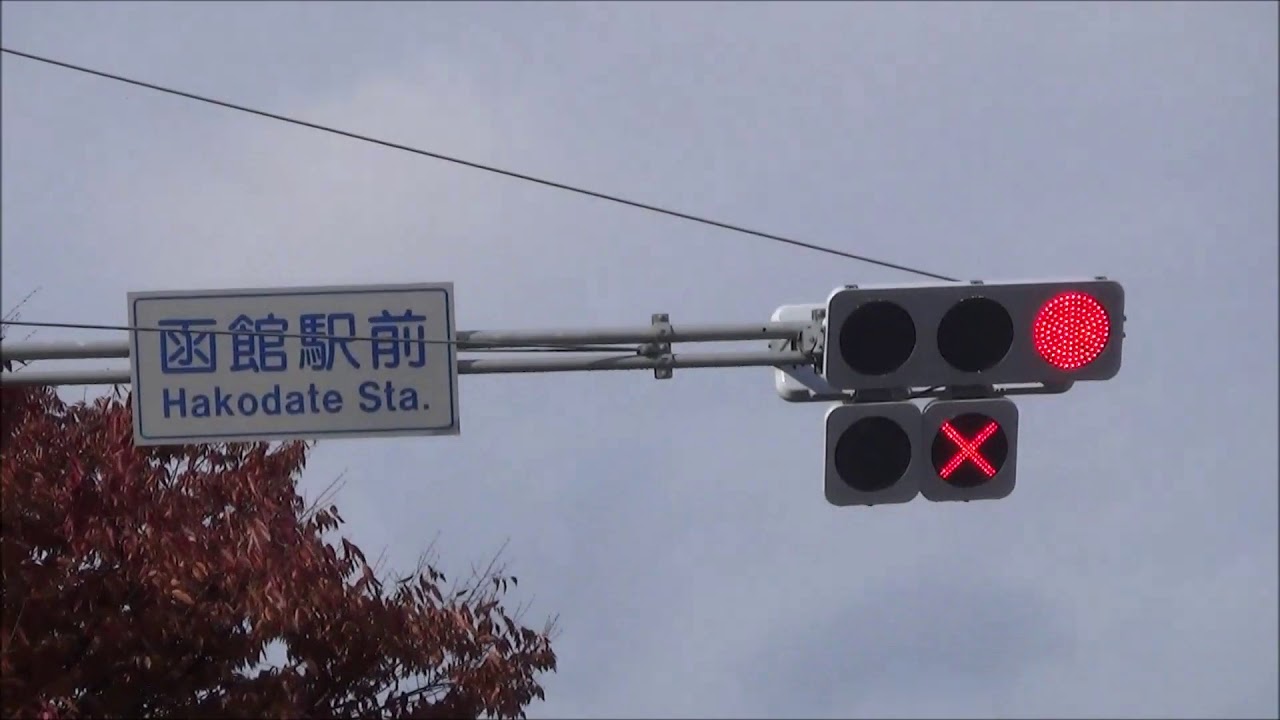 函館路面電車と信号機201910