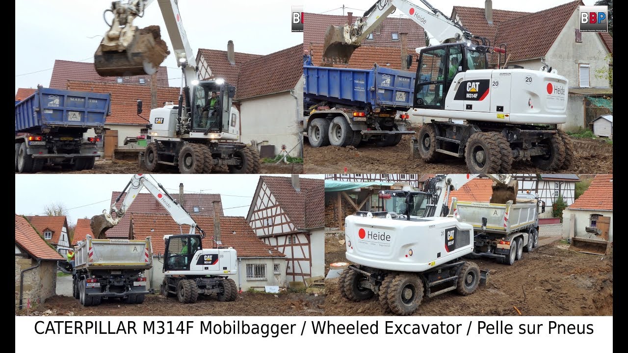 CATERPILLAR M314F Wheeled Excavator / Mobilbagger Loads Trucks, Germany,  15.11.2018.