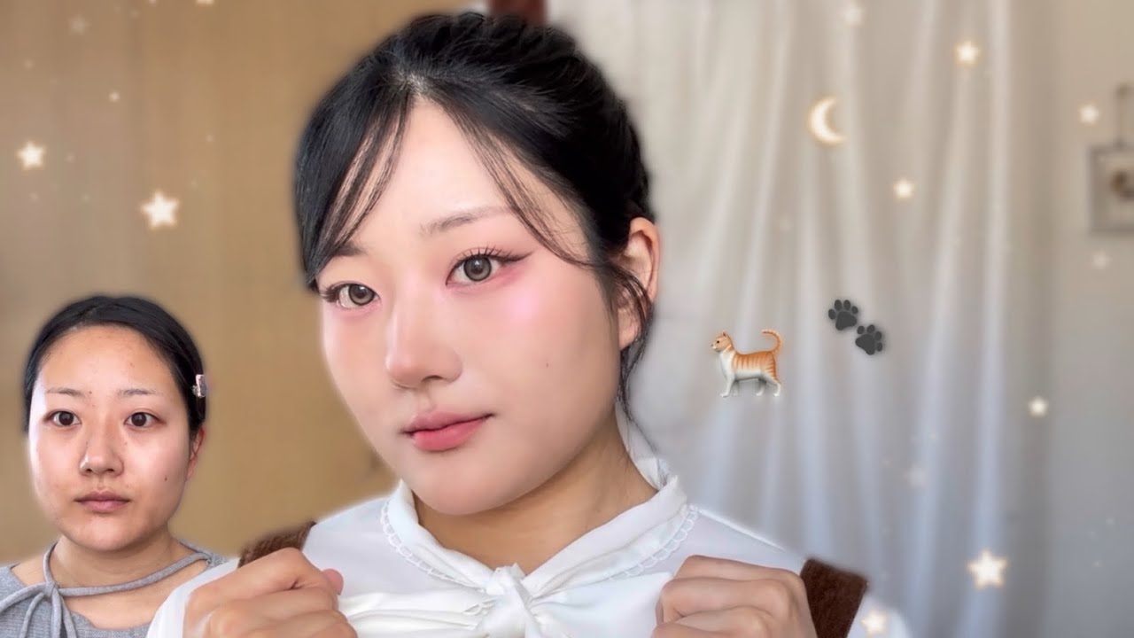 春っぽピンクねこメイク🐈🌸핑크×고양이 봄 메이크업