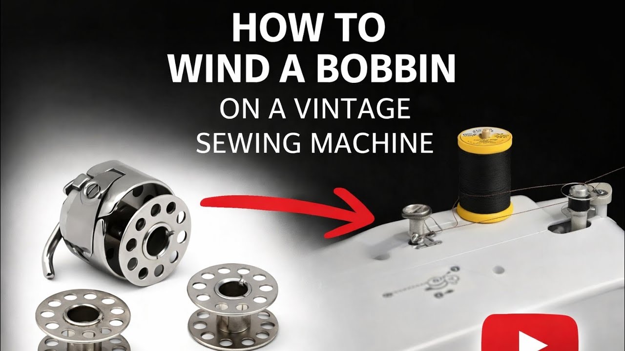 How to wind a bobbin on an old vintage sewing machine 