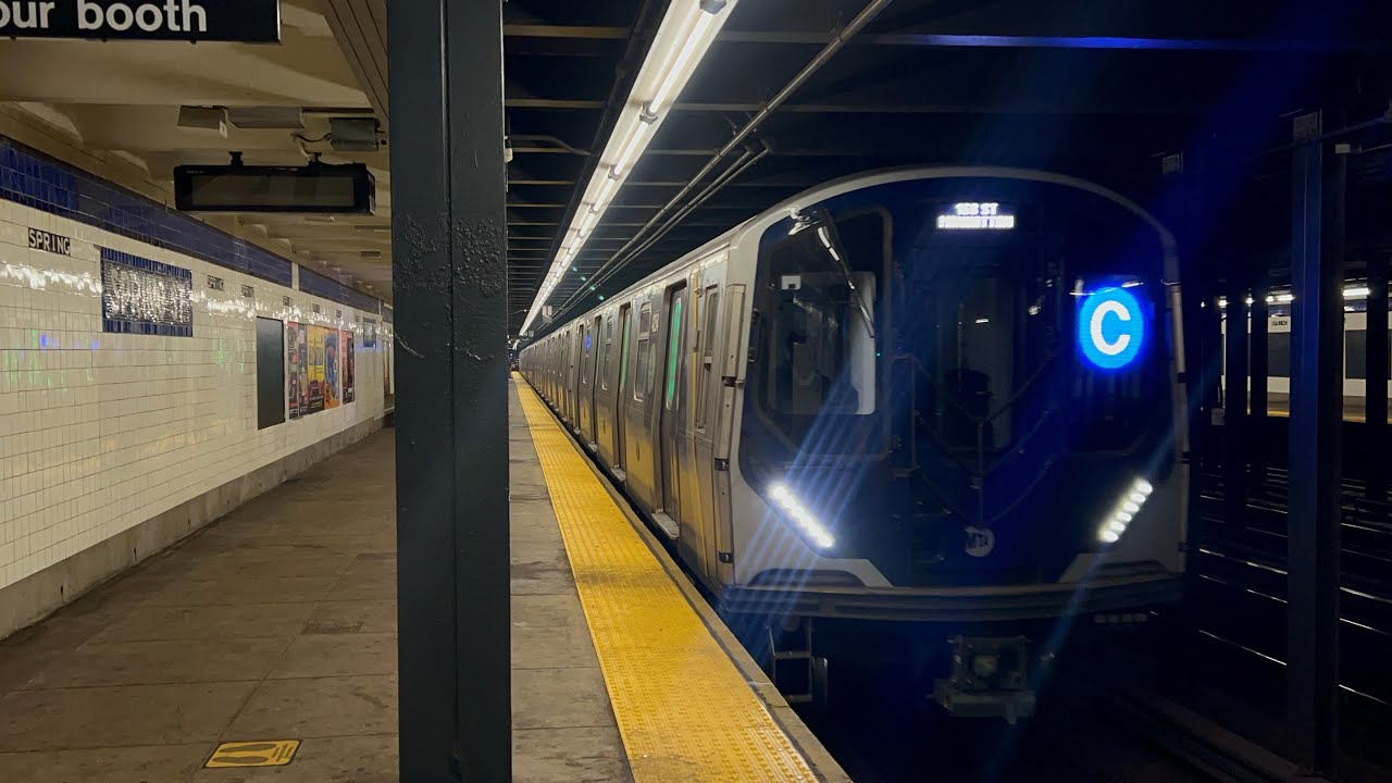 IND 8th Ave Line: (A) Express and (C) (E) Local Trains @ Spring St (R46, R160A, R160B, R179, R211A)
