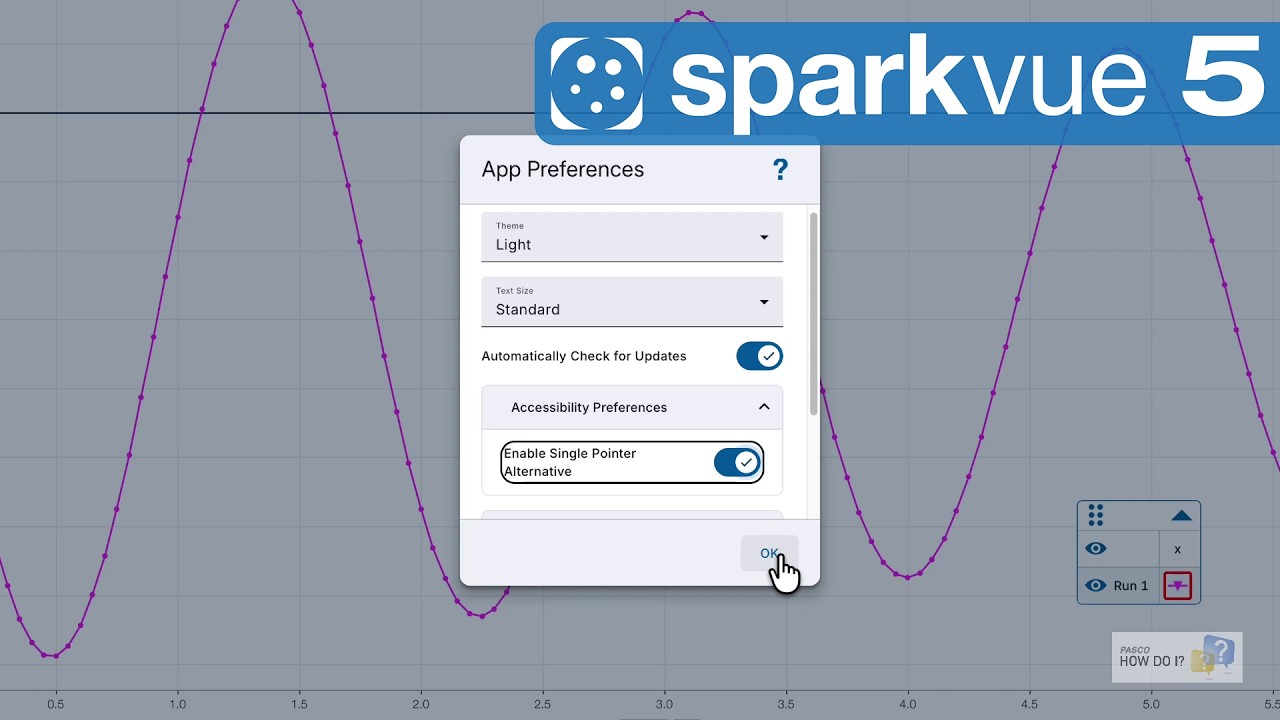 Korzystanie z alternatywnych akcji pojedynczego wskaźnika (SPARKvue 5)