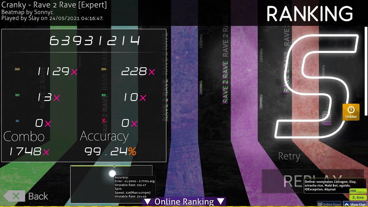 [osu!] Cranky - Rave 2 Rave [Expert] +HD 99.24% FC