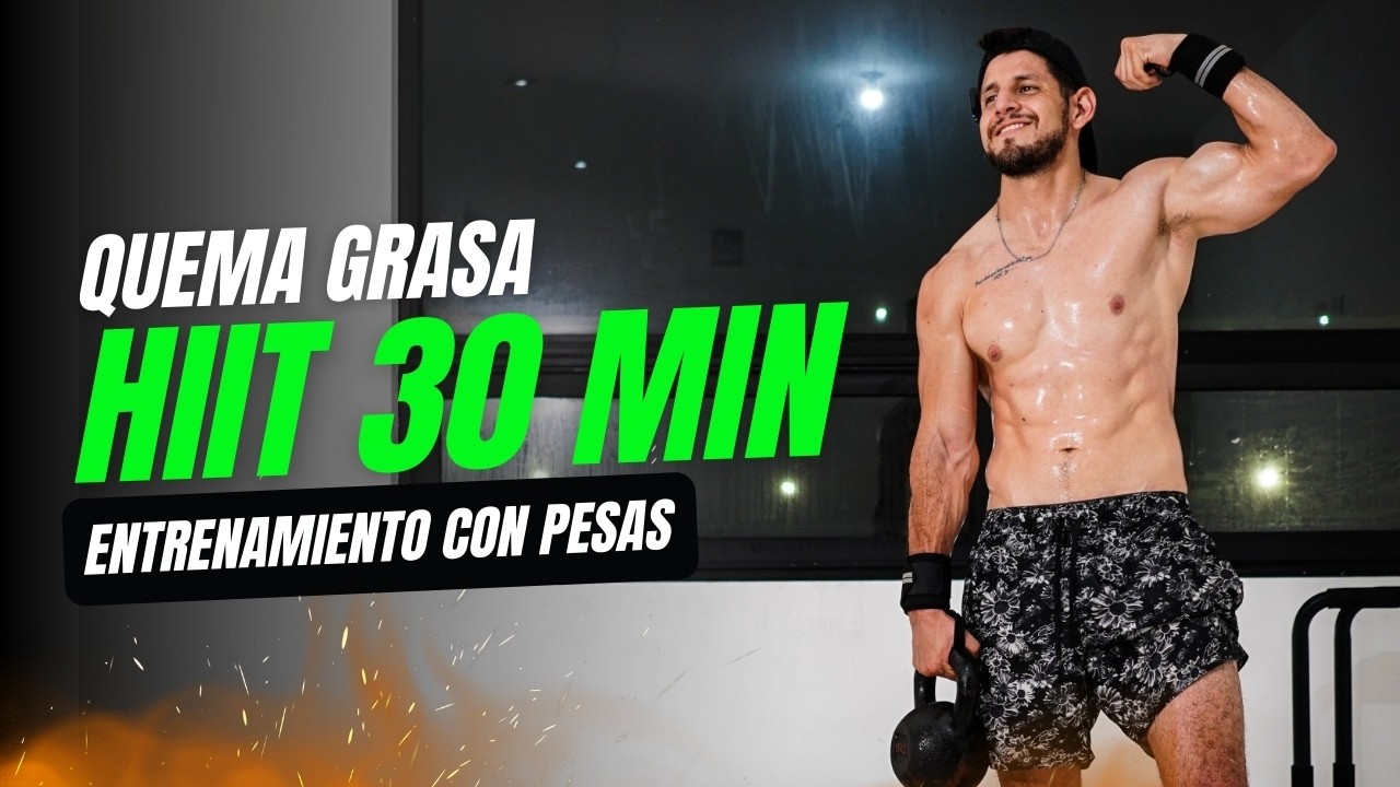 Rutina HIIT con Mancuernas 30 Minutos | Cuerpo Completo en Casa para Quemar Grasa (Follow Along)