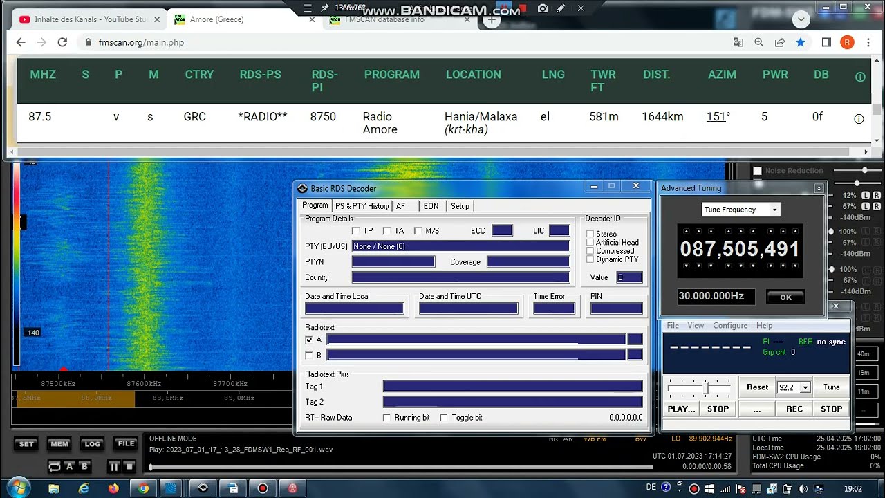 FM DX Es - 010723 1714UTC - 87.5 Radio Amore (GRC) Hania/Malaxa (krt-kha) 5kW 1644km