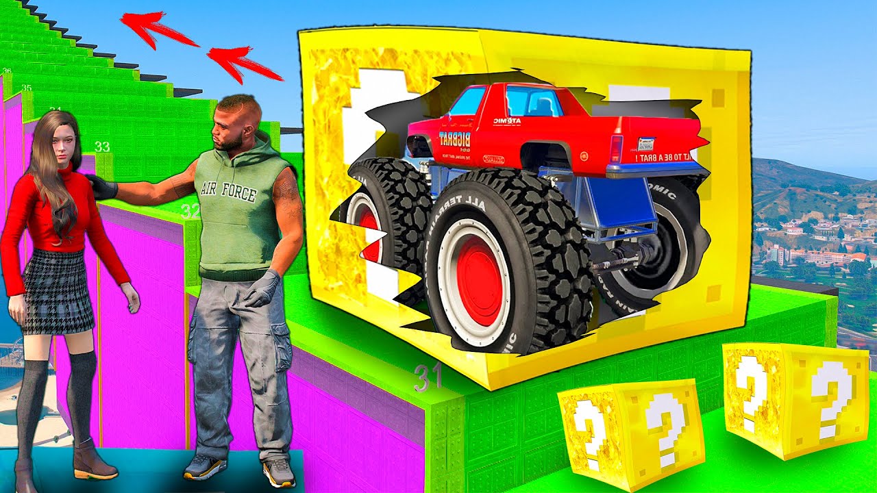 Лаки Блоктардан шыққан рандом көліктермен баспалдаққа шықтық (GTA5)