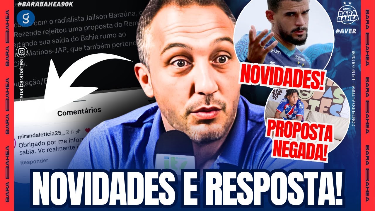 😳🚨SURPREENDENTE! ESPOSA NEGA ACERTO!🚨BAHIA NEGA PROPOSTA POR ATACANTE!👀🤔CAULY, SITUAÇÃO E ATLÉTICO!
