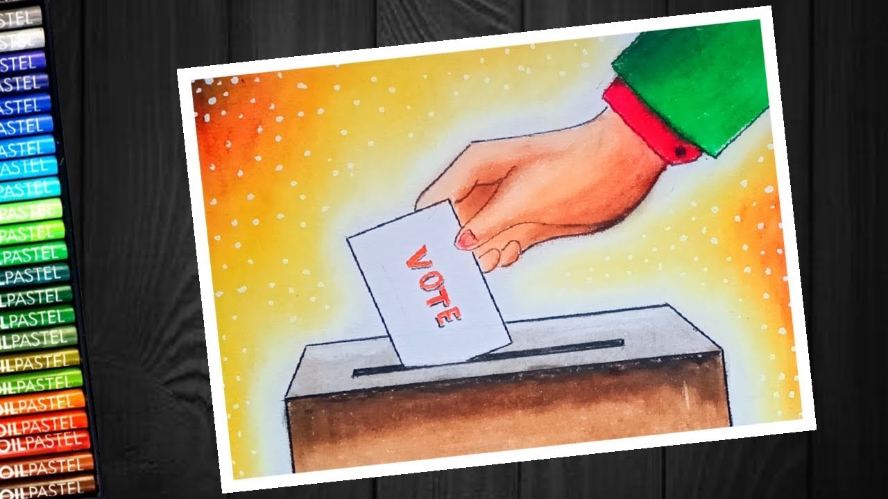 Matdata jagrukta poster ( Election / Voter awareness ) drawing with oil pastel - step by step
