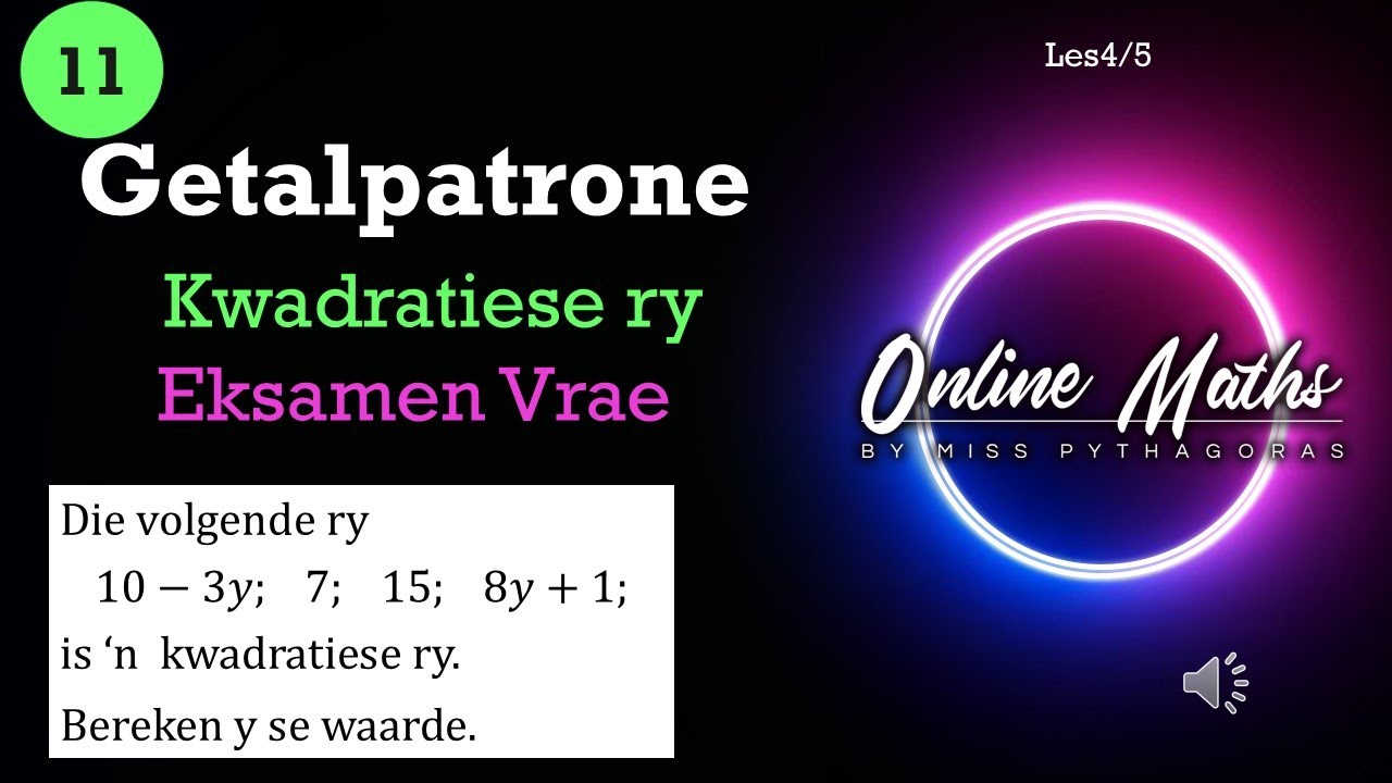 Getalpatrone Graad11: L4 Kwadratiese Rye Eksamen Vrae 1