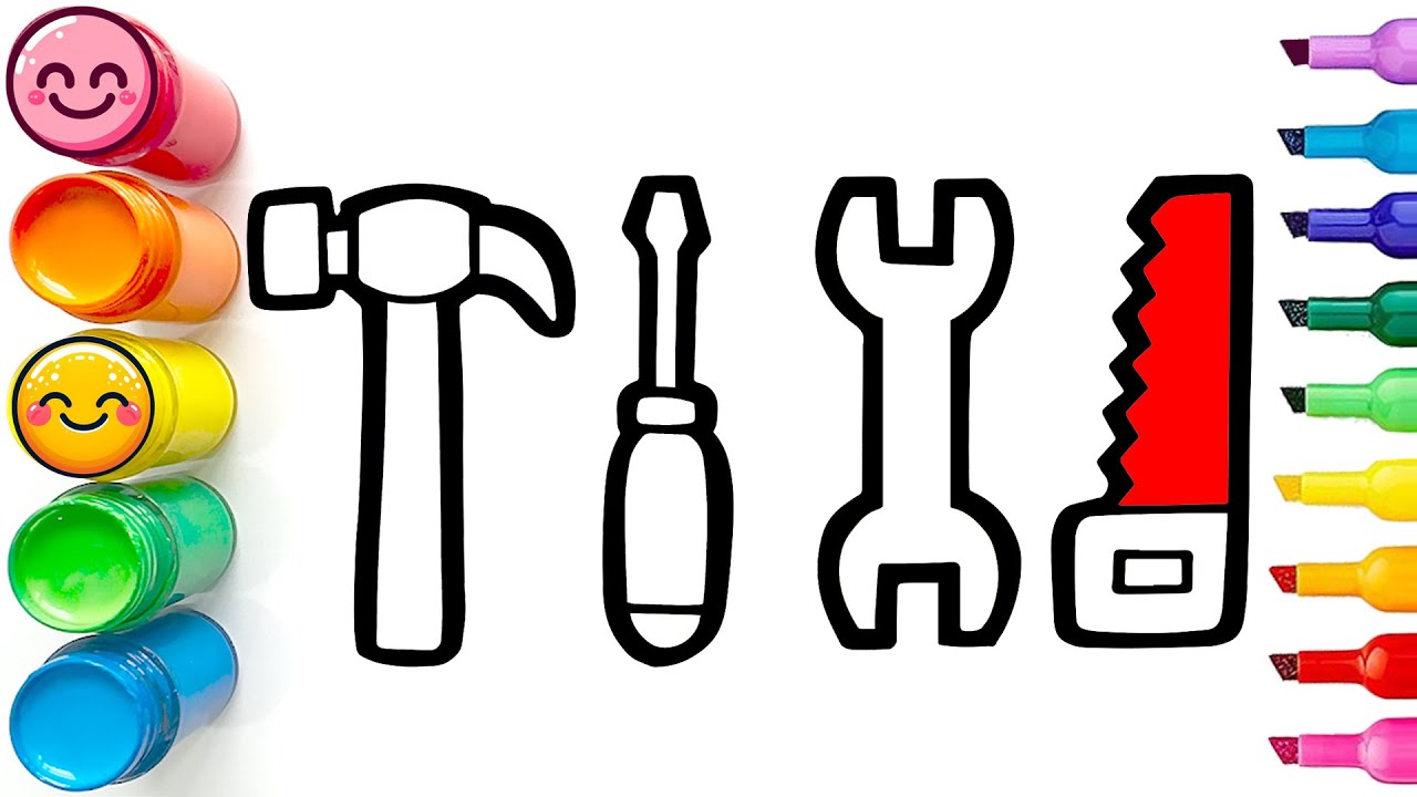 How to Draw a Set of Repair Tools Easily | Step by Step Drawing Guide
