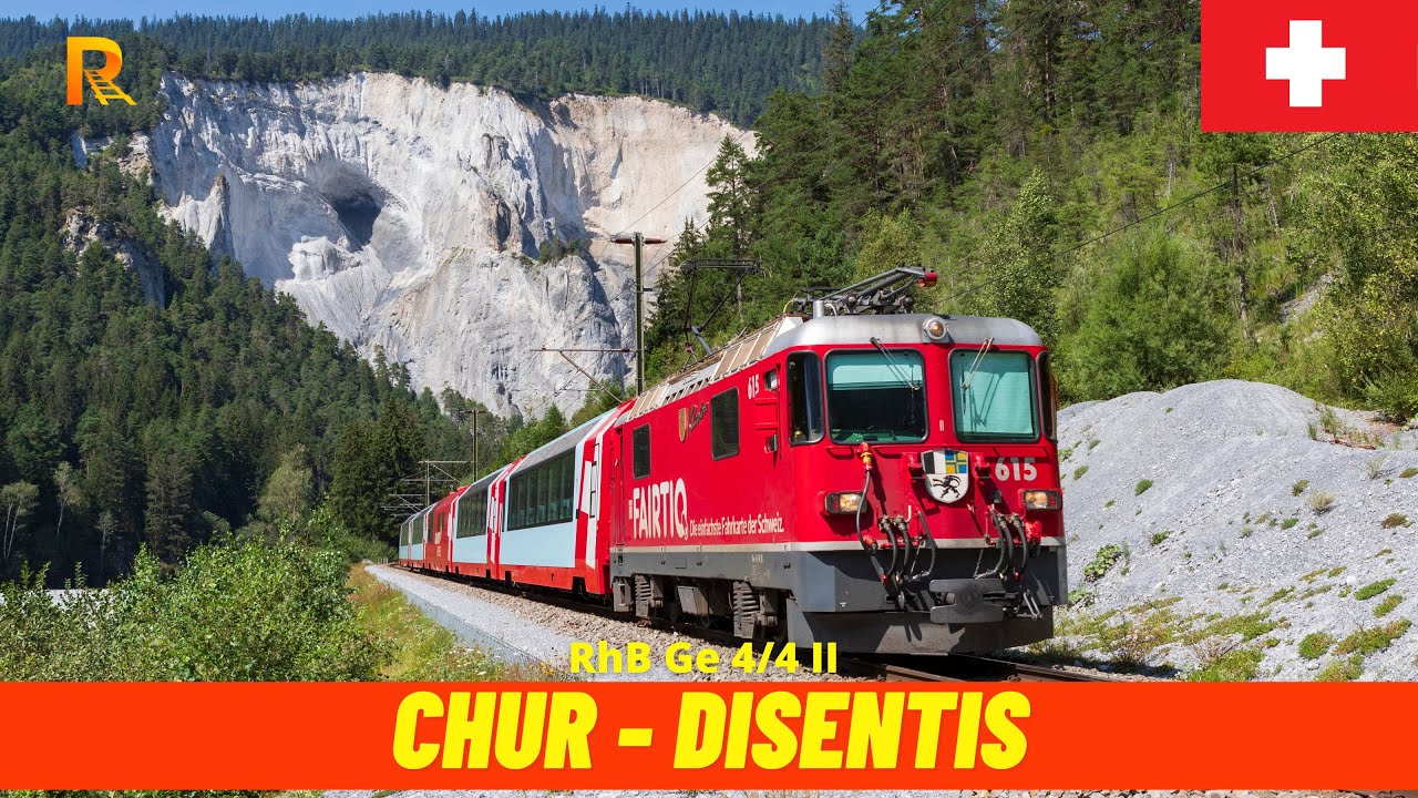 Cab Ride Glacier Express Chur - Disentis/Mustér (Rhaetian Railway, April 2025, Switzerland) 4K