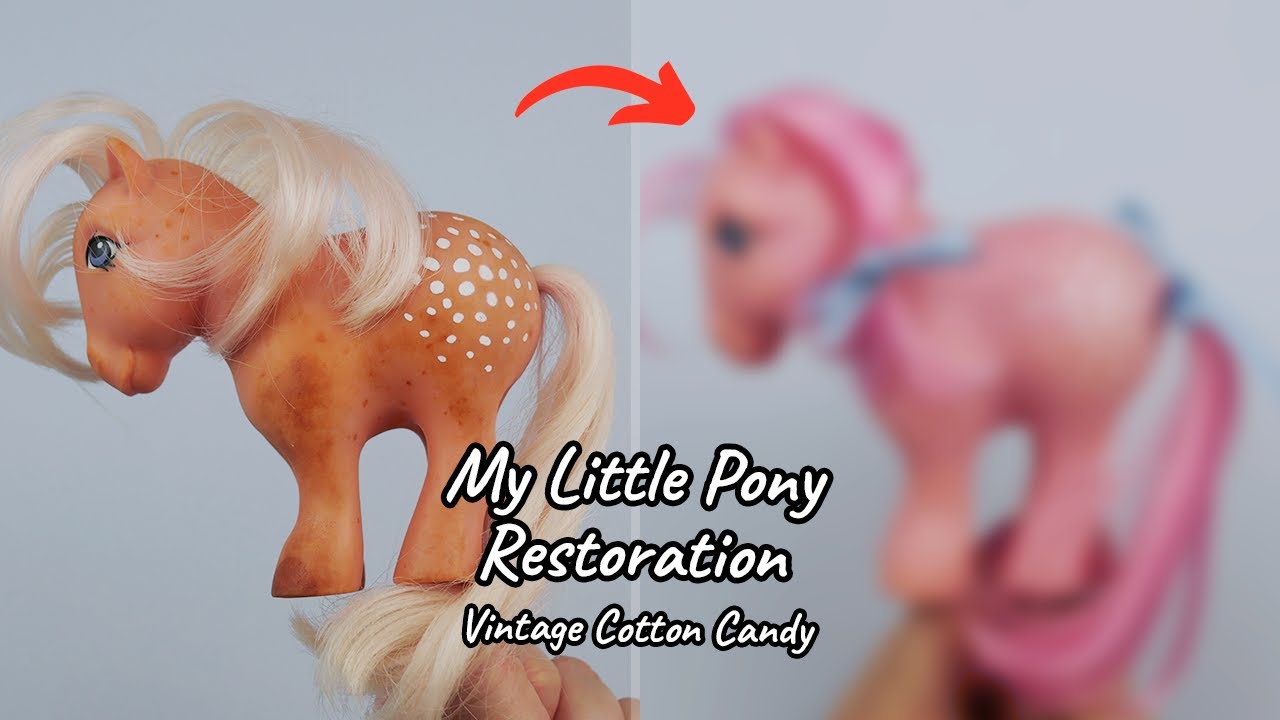 Реставрация винтажных игрушек My Little Pony: удаление желтизны с помощью сладкой ваты и повторно...