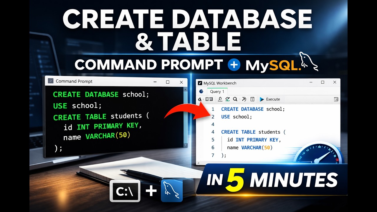 Create Database & Table in MySQL (CMD + Workbench) | 5-Min Beginner Guide ✅