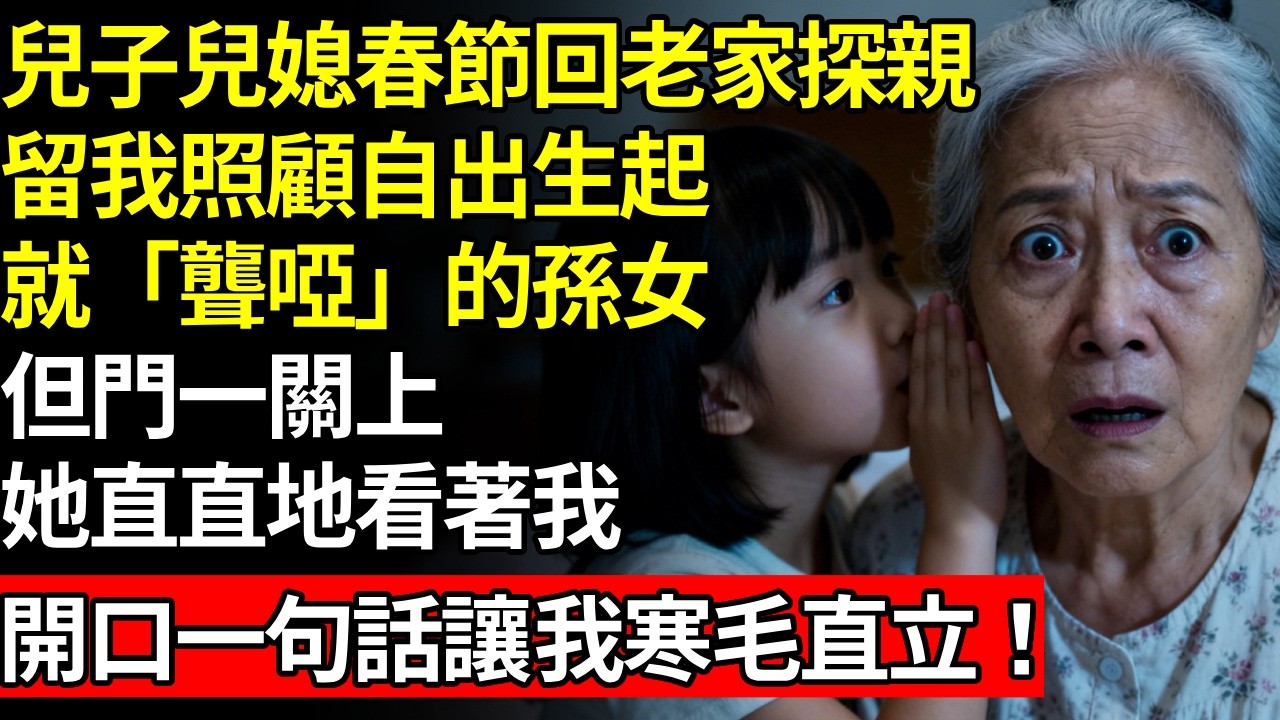 兒子媳婦春節回老家探親，留我照顧自出生起，就「聾啞」的孫女，但門一關上，她直直看著我，開口一句話，頓時讓我寒毛直立！# 養老 #人間家務事# 晚年真相#不肖子孫