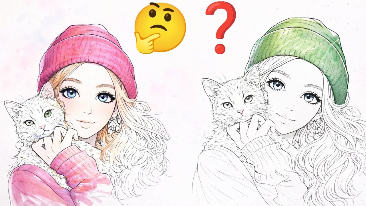 Coloring 🌈. Which option do you prefer?Same Sketch, Different Colors — The Result Surprised Me 😲🎨