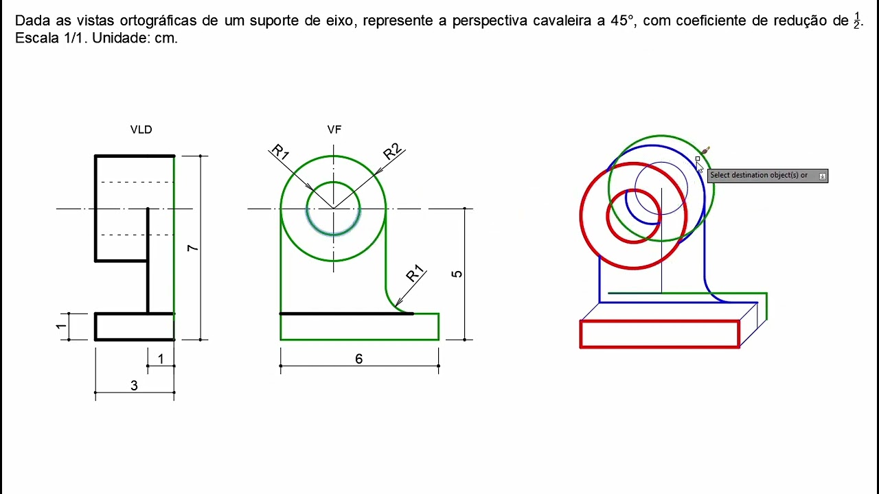 10- Desenho Técnico- Exemplo de Perspectiva Cavaleira a 45°