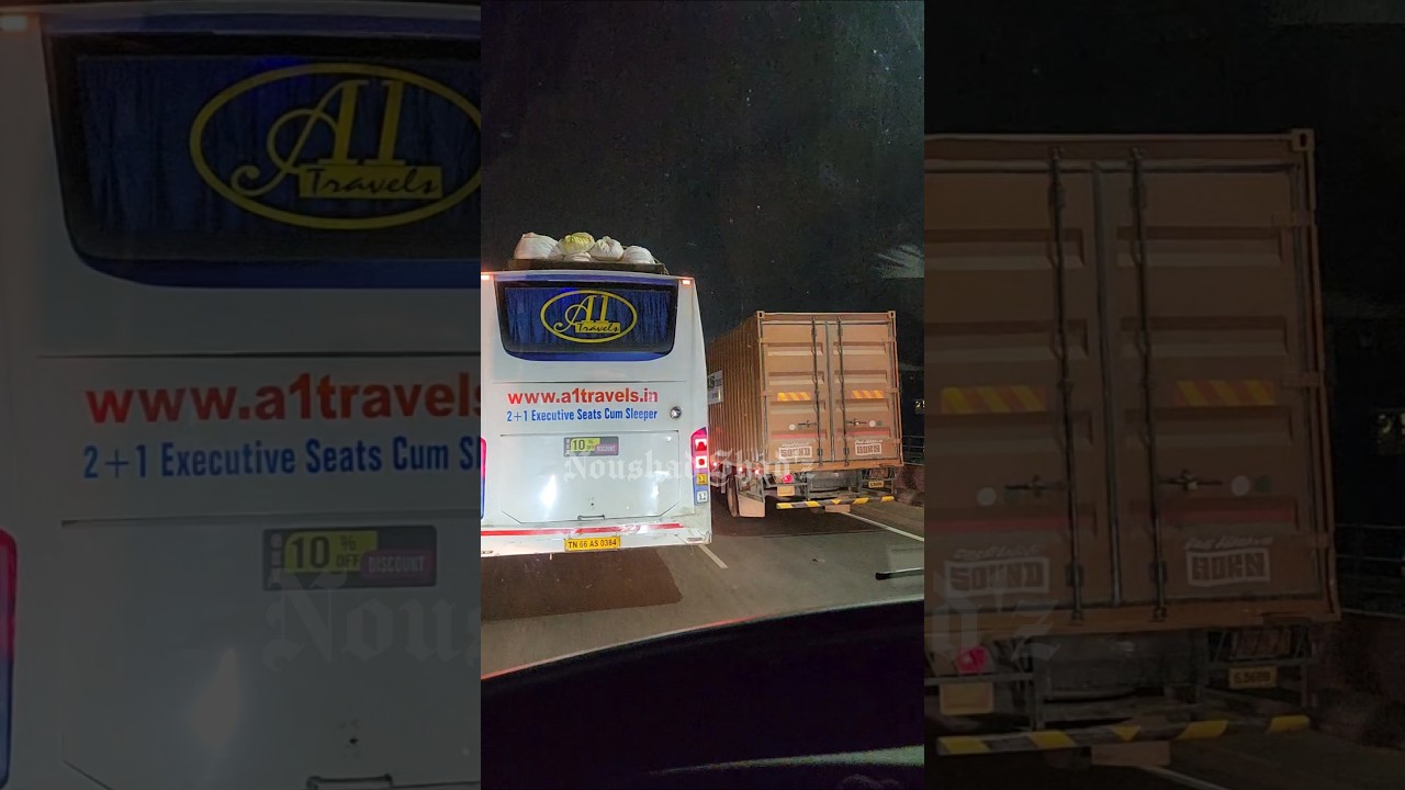 Sleeper bus didn't allowing volvo bus to overtake😁Crazy highway madness🙌