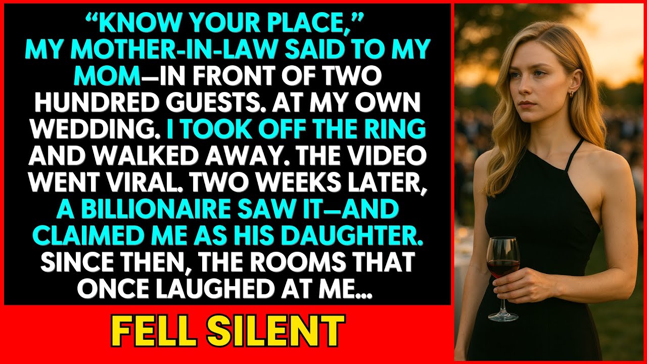 At My Wedding, My MIL Said “Know Your Place” — Then In Walked My Long-Lost Father… a Billionaire