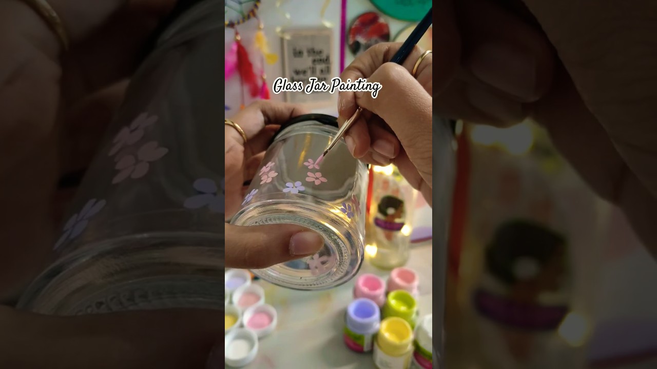 DIY Easy Glass Jar Painting 🧑&zwj;🎨 #acrylicpainting #jarpainting  #art #diy #diycrafts #explore #ideas