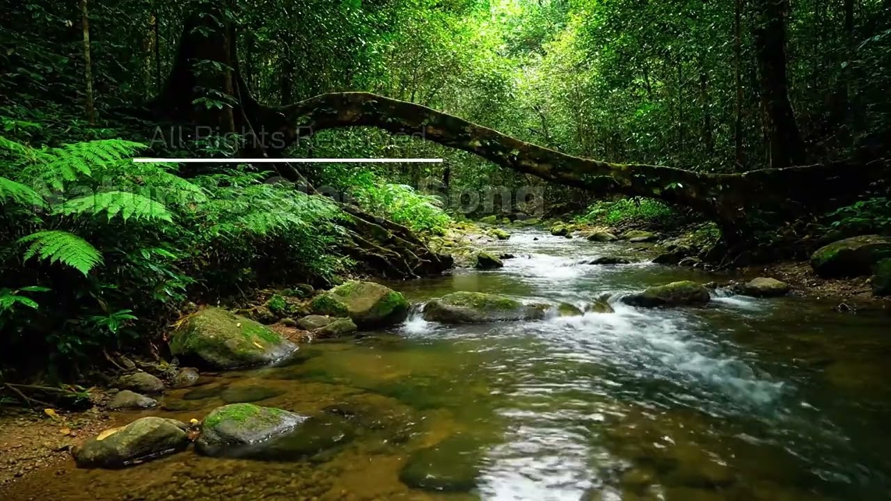 ASMR Уединенная река в бамбуковом лесу | Спокойная проточная вода | 1 час безмятежности (4K)