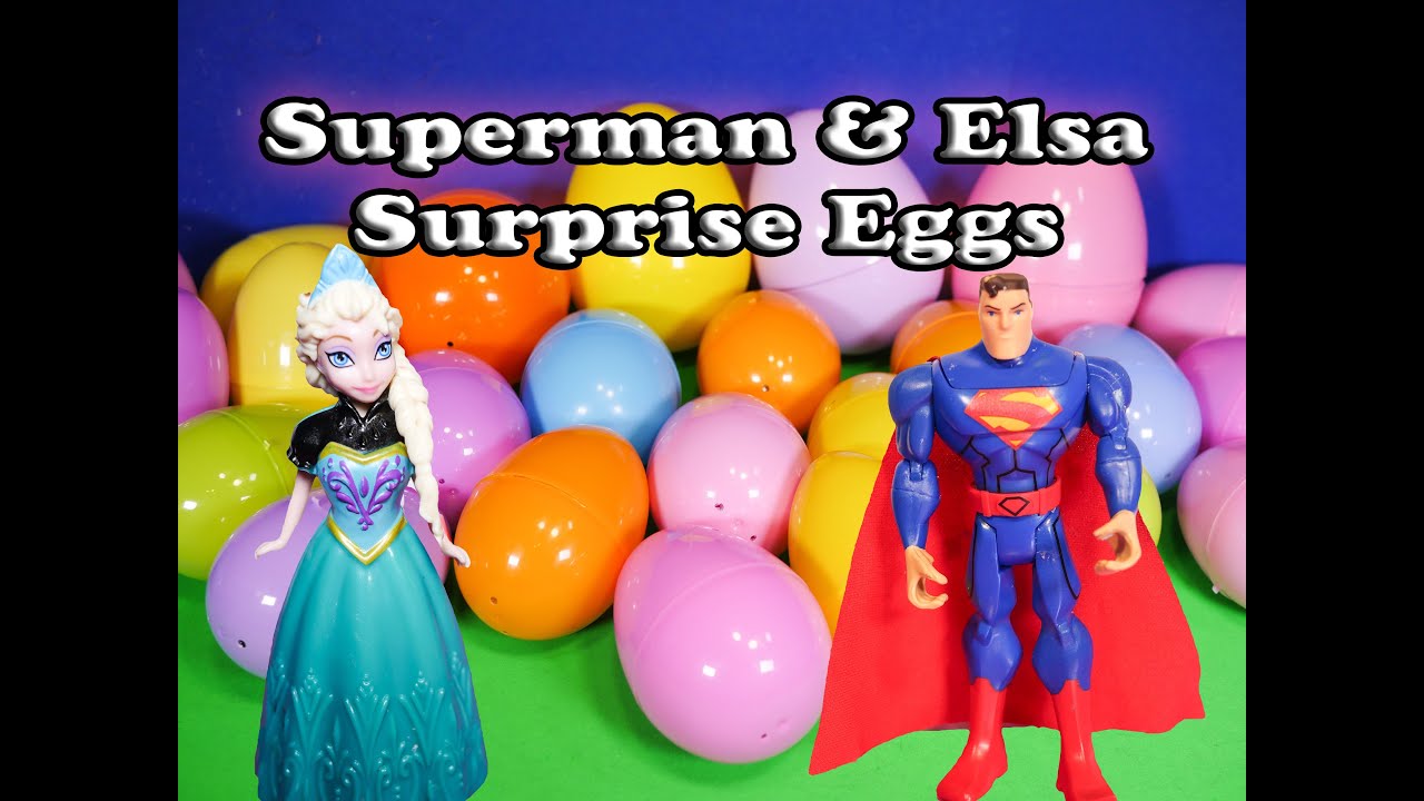 The Assistant Opens Frozen Elsa and Superman Surprise Eggs