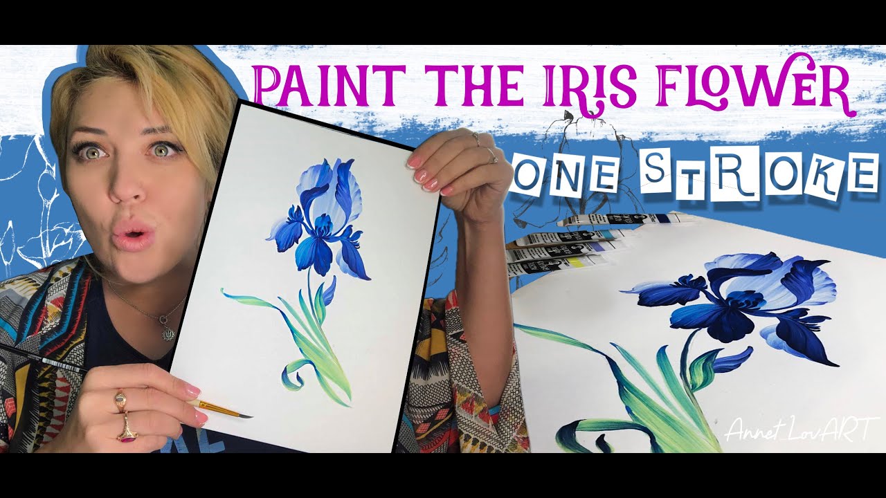 How to Paint Iris in acrylic | ONE STROKE | Tutorial