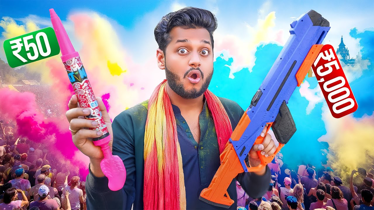 ₹50 Vs ₹5000 Water Gun Pichkari !!