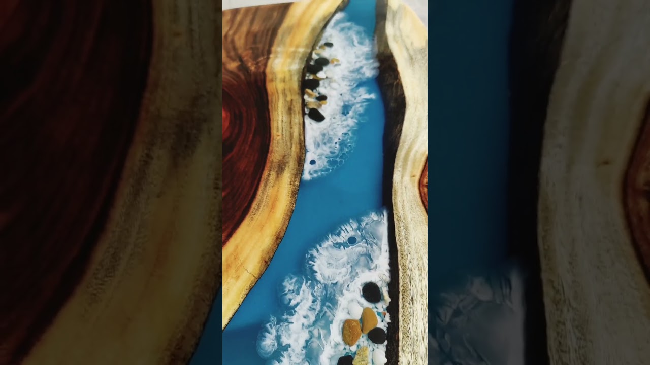 River Stone Resin Epoxy Table Top,Coffee Table