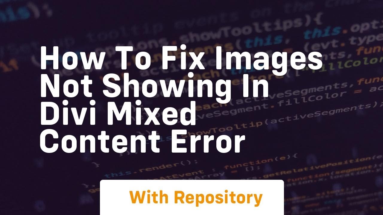 how to fix images not showing in divi mixed content error