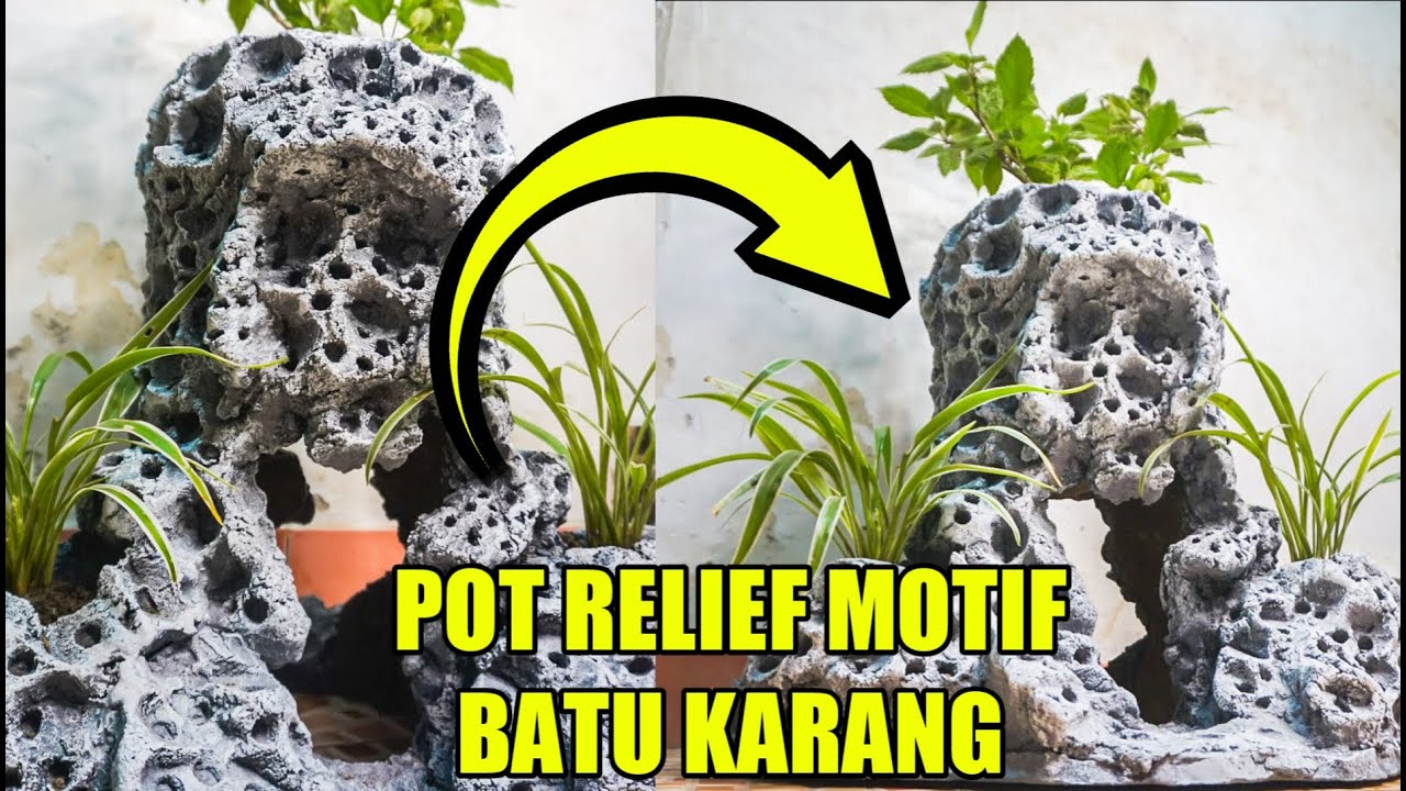Cara Mudah Buat Pot Relief Motif Batu Karang