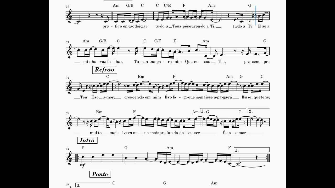 És o Amor - Gabriela Rocha - Partitura melódica com cifras