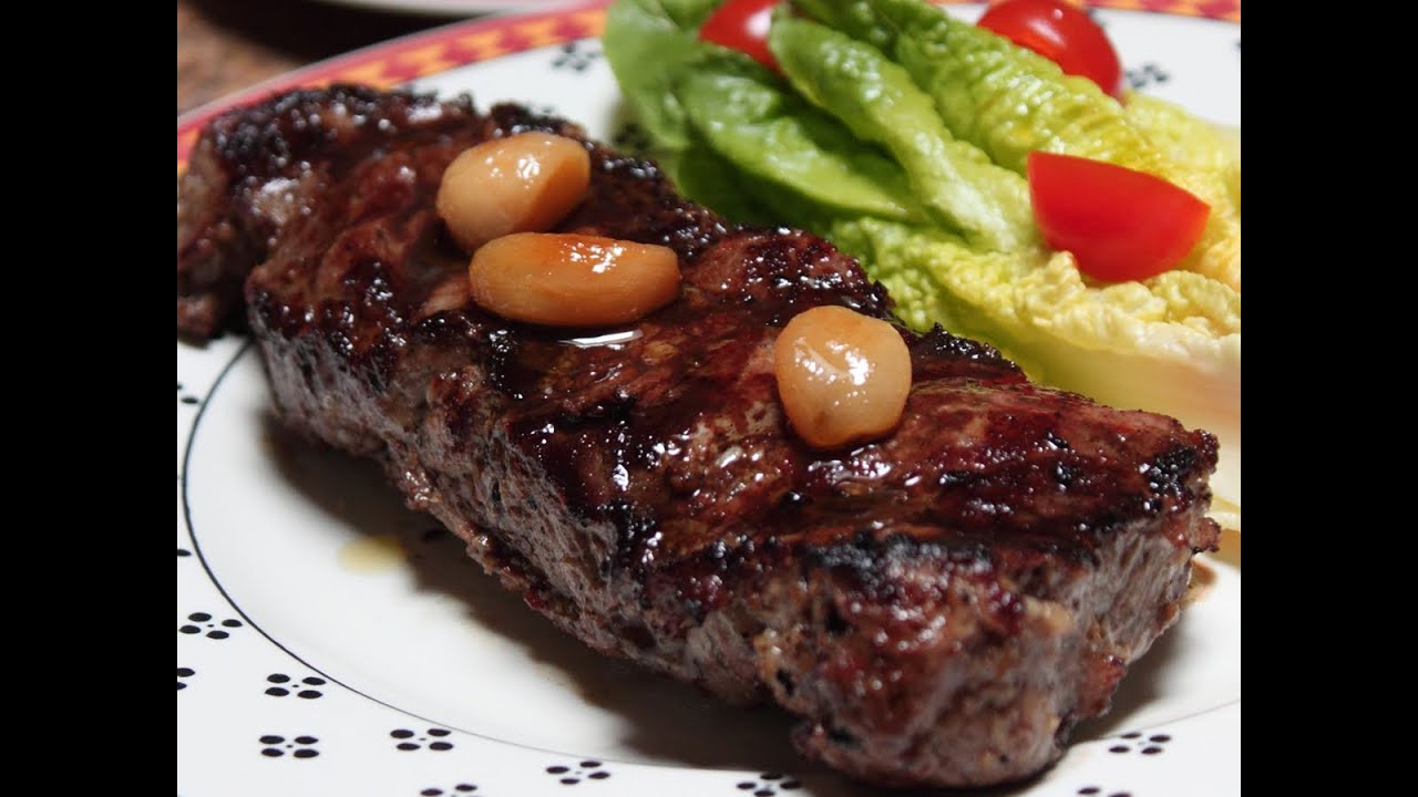 Father Day Steak! Garlic Steak with Roasted Garlic Cloves Recipe