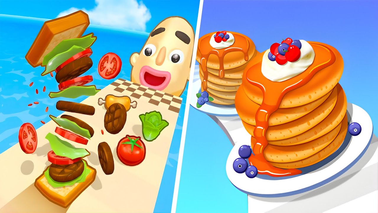 Sandwich Runner VS Pancake Run - All Levels Gameplay Android iOS Ep/38