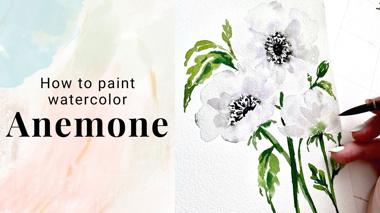 How to paint loose White Anemones in watercolor - Day 16