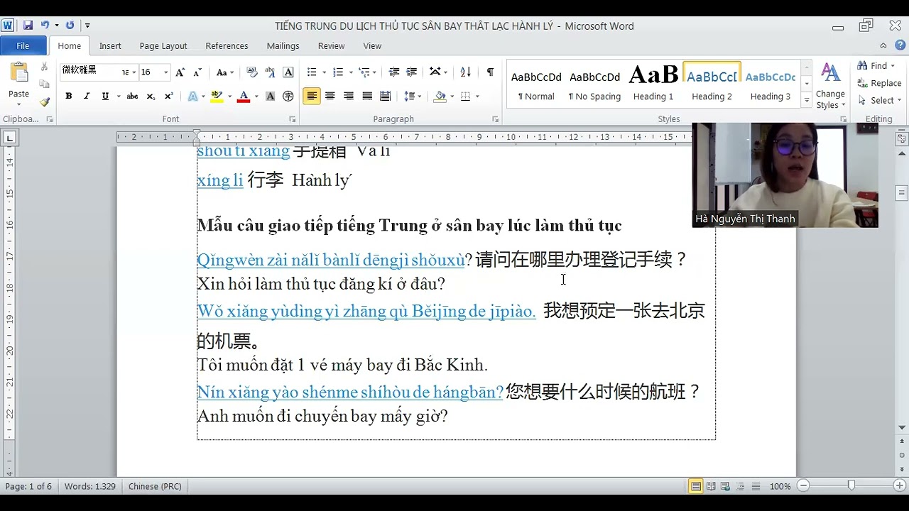 ĐẶT VÉ MÁY BAY - TIẾNG TRUNG DU LỊCH - PHẦN 1