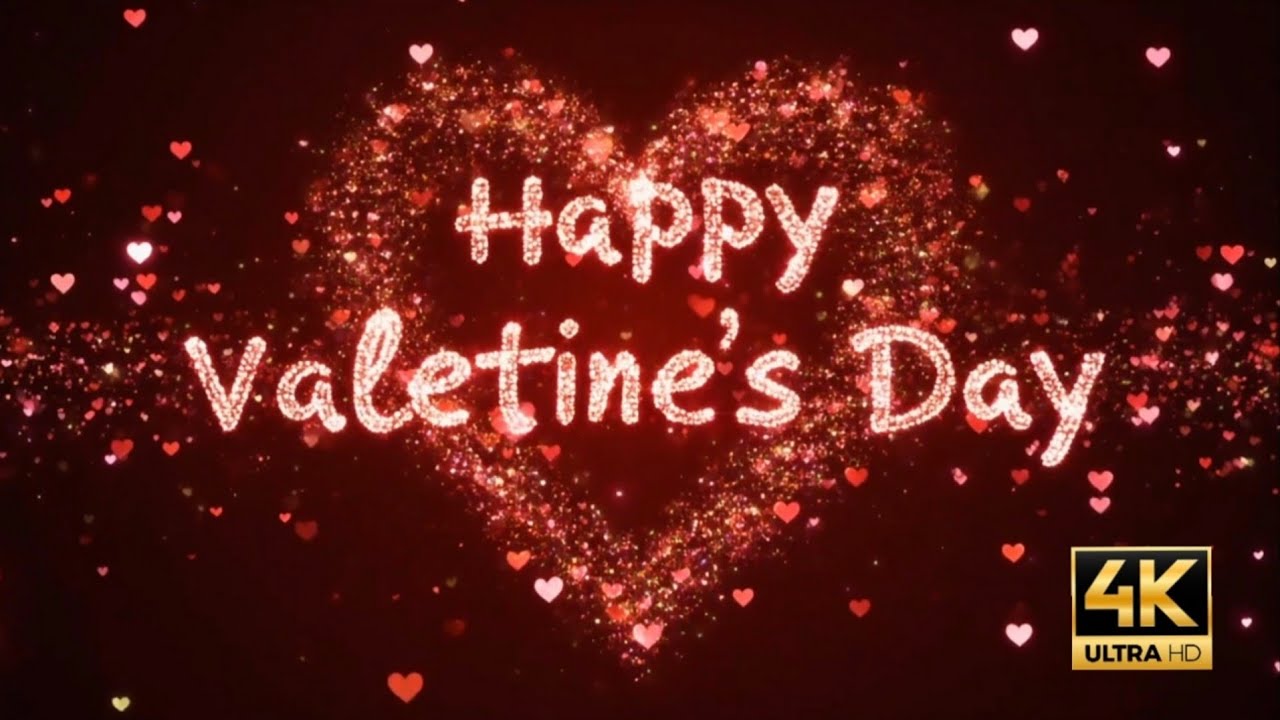 4k 1hr Happy Valentine's Day Background romantic valentines day heart celebration with sparkles