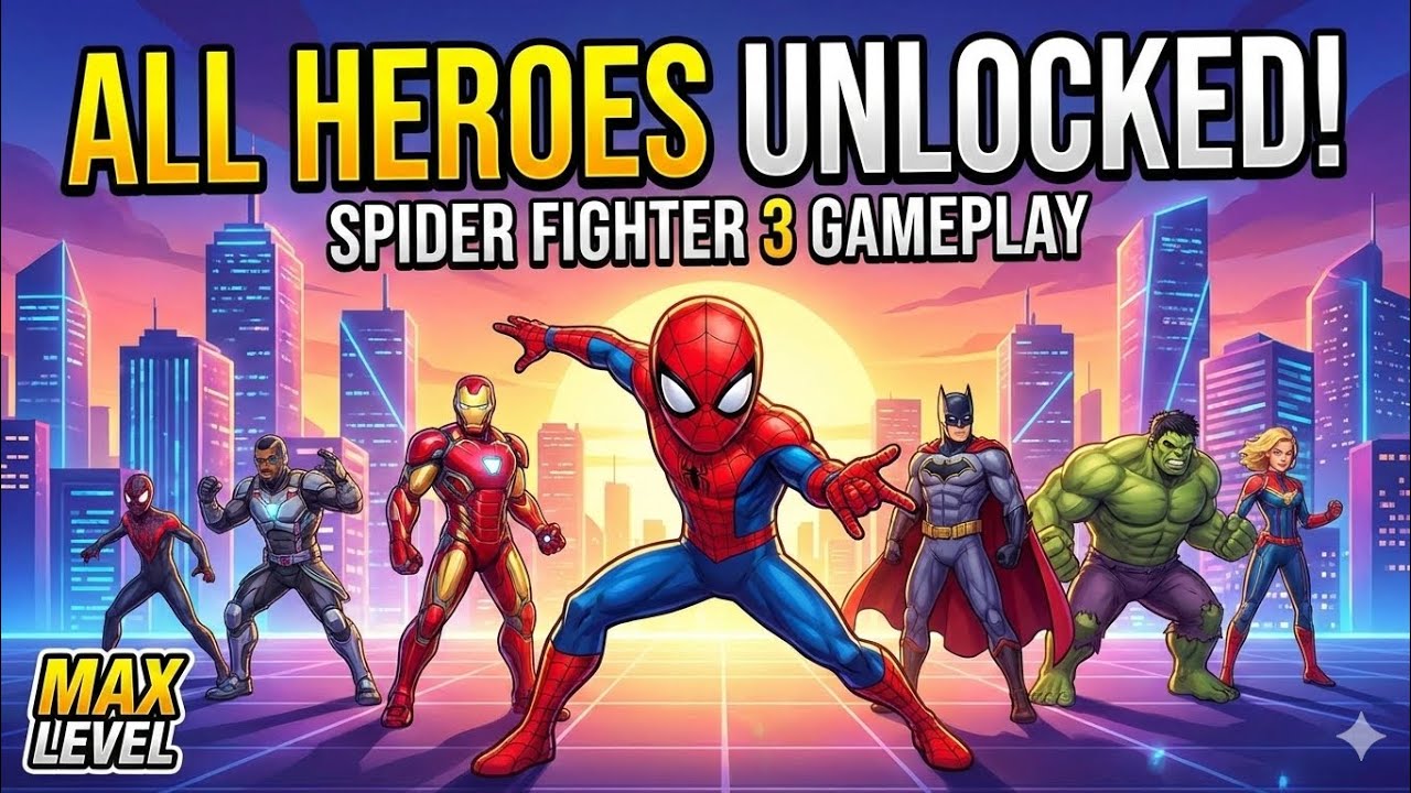 I unlocked all superheros in spider fighter 3 # gameplay#games 