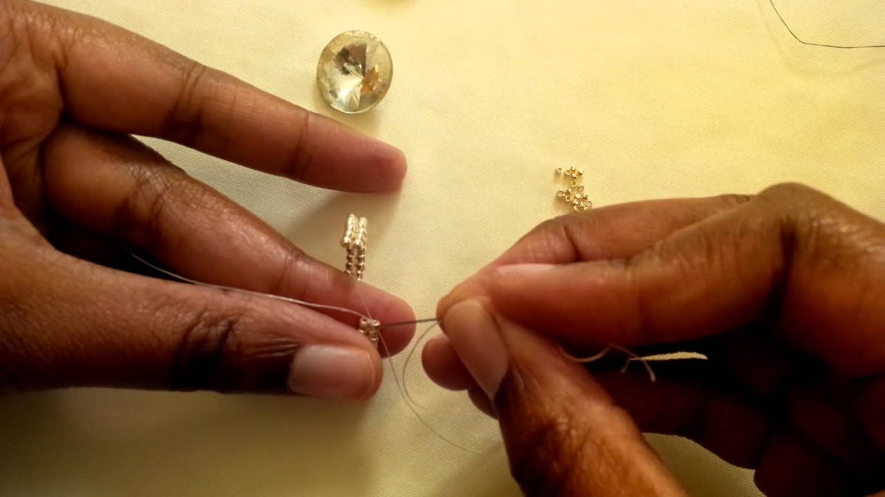 Beading Techniques and tips #2: Setting a Rivoli with Herringbone